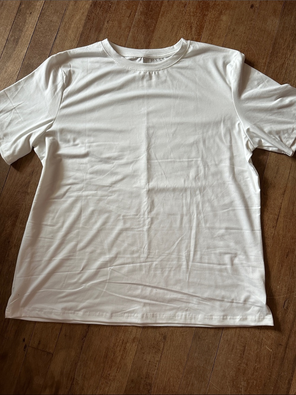 Men's White Crewneck Short Sleeve T-Shirt with Back Design - Size XL